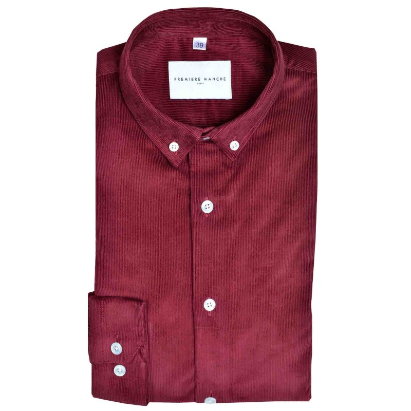 Sur-chemise velours côtelé rouge Chemises