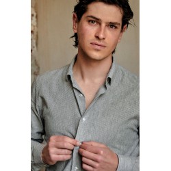 Grey striped japanese shirt - Officer collar