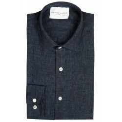 Chemise casual lin bleu marine homme