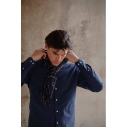 Echarpe Tom - carreaux marine & beige